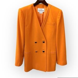 Oleg Cassini Vintage orange wool blend blazer jacket, doublebreasted buttons, M